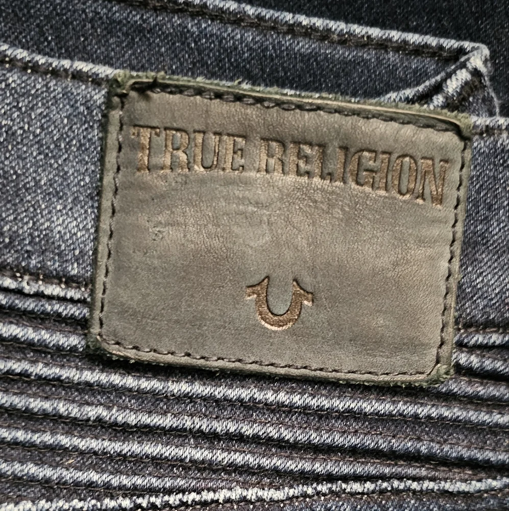 True Religion ROCCO Moto Relaxed Skinny Jeans Men's Size 29 Dark Wash Preloved